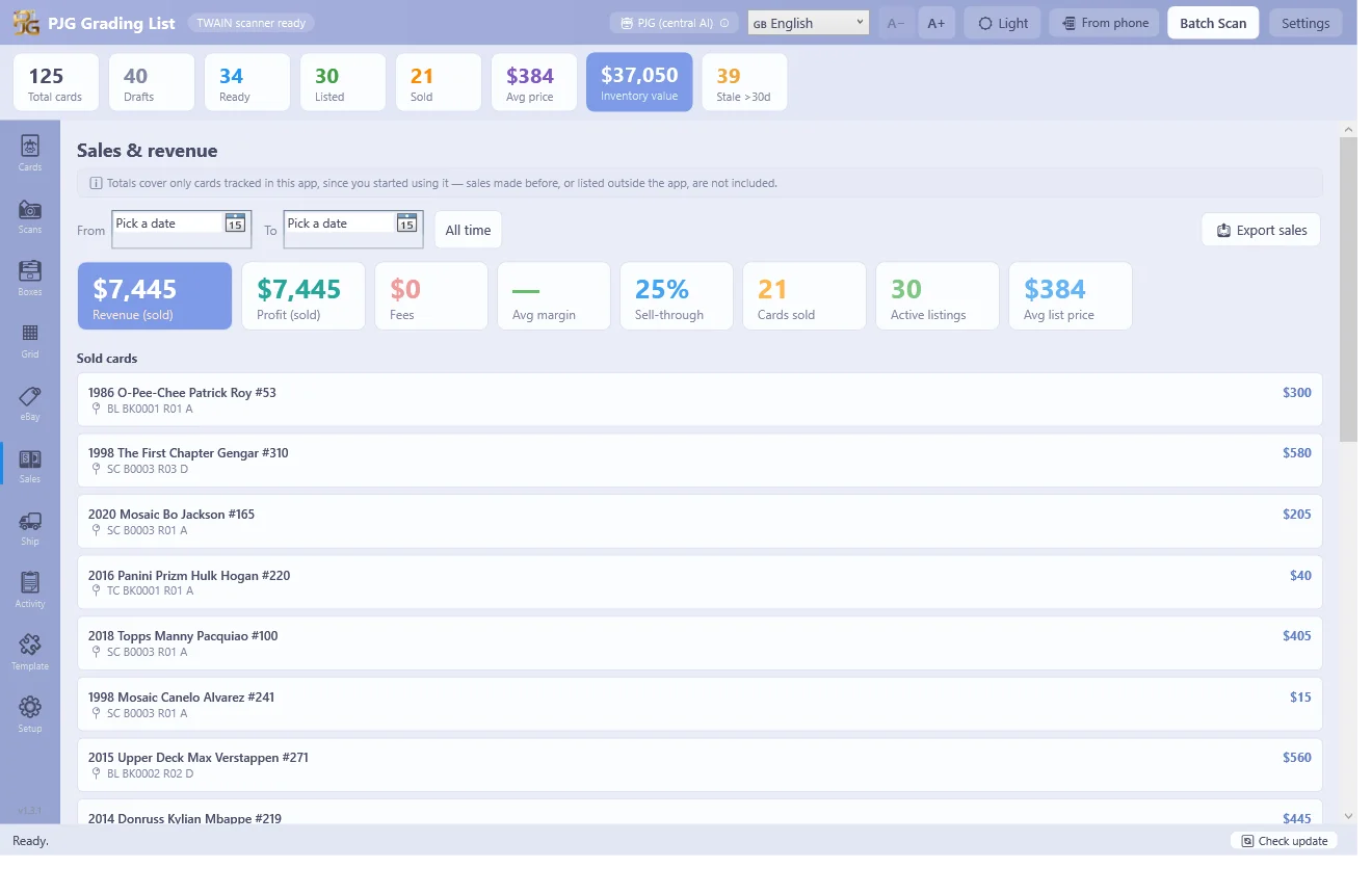 Sales & revenue — profit, sell-through, stock deducted automatically